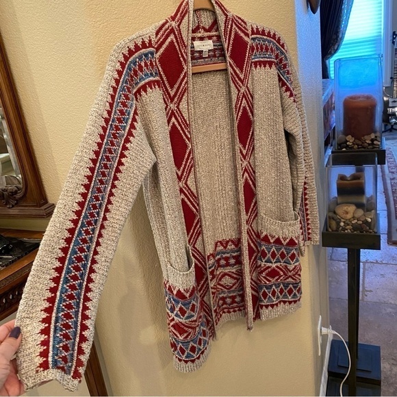 LUCKY BRAND Women Boho Open Cardigan Knit Sweater Size Small - Picture 2 of 10